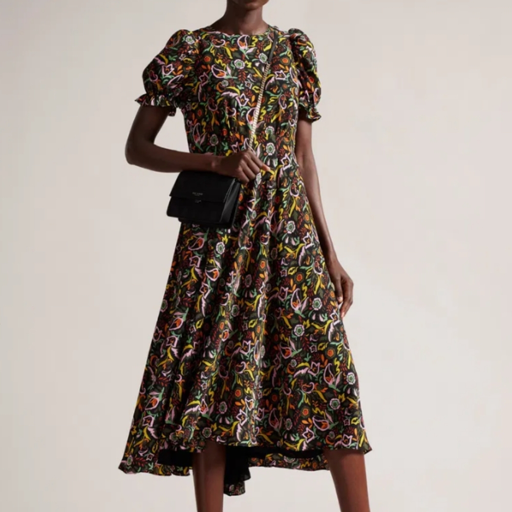 Ted Baker Floral Print Puff Sleeve Dress